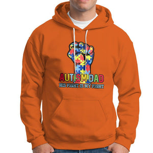 Autism Dad Hoodie His Fight is My Fight Jigsaw Puzzle Raised Fist TS01 Orange Printyourwear