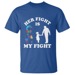 Autism Dad T Shirt Her Fight is My Fight Father And Daughter Fighters TS01 Royal Blue Printyourwear