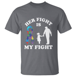 Autism Dad T Shirt Her Fight is My Fight Father And Daughter Fighters TS01 Charcoal Printyourwear