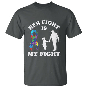 Autism Dad T Shirt Her Fight is My Fight Father And Daughter Fighters TS01 Dark Heather Printyourwear