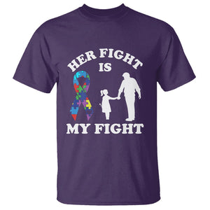 Autism Dad T Shirt Her Fight is My Fight Father And Daughter Fighters TS01 Purple Printyourwear