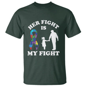 Autism Dad T Shirt Her Fight is My Fight Father And Daughter Fighters TS01 Dark Forest Green Printyourwear