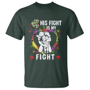 Autism Dad T Shirt His Fight is My Fight Father And Son Fighters TS01 Dark Forest Green Printyourwear