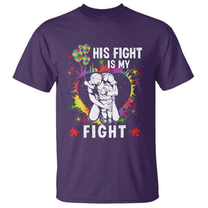 Autism Dad T Shirt His Fight is My Fight Father And Son Fighters TS01 Purple Printyourwear