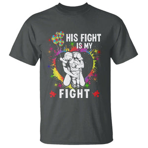 Autism Dad T Shirt His Fight is My Fight Father And Son Fighters TS01 Dark Heather Printyourwear