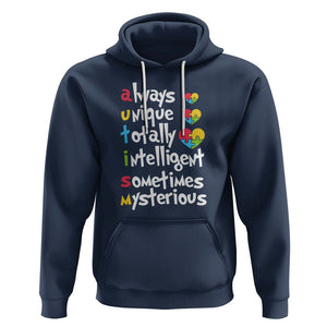 Autism Definition Hoodie Always Unique Totally Intelligent Sometimes Mysterious Puzzle Heart TS01 Navy Printyourwear