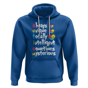 Autism Definition Hoodie Always Unique Totally Intelligent Sometimes Mysterious Puzzle Heart TS01 Royal Blue Printyourwear