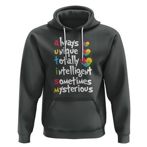 Autism Definition Hoodie Always Unique Totally Intelligent Sometimes Mysterious Puzzle Heart TS01 Dark Heather Printyourwear