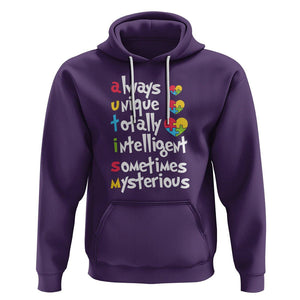 Autism Definition Hoodie Always Unique Totally Intelligent Sometimes Mysterious Puzzle Heart TS01 Purple Printyourwear