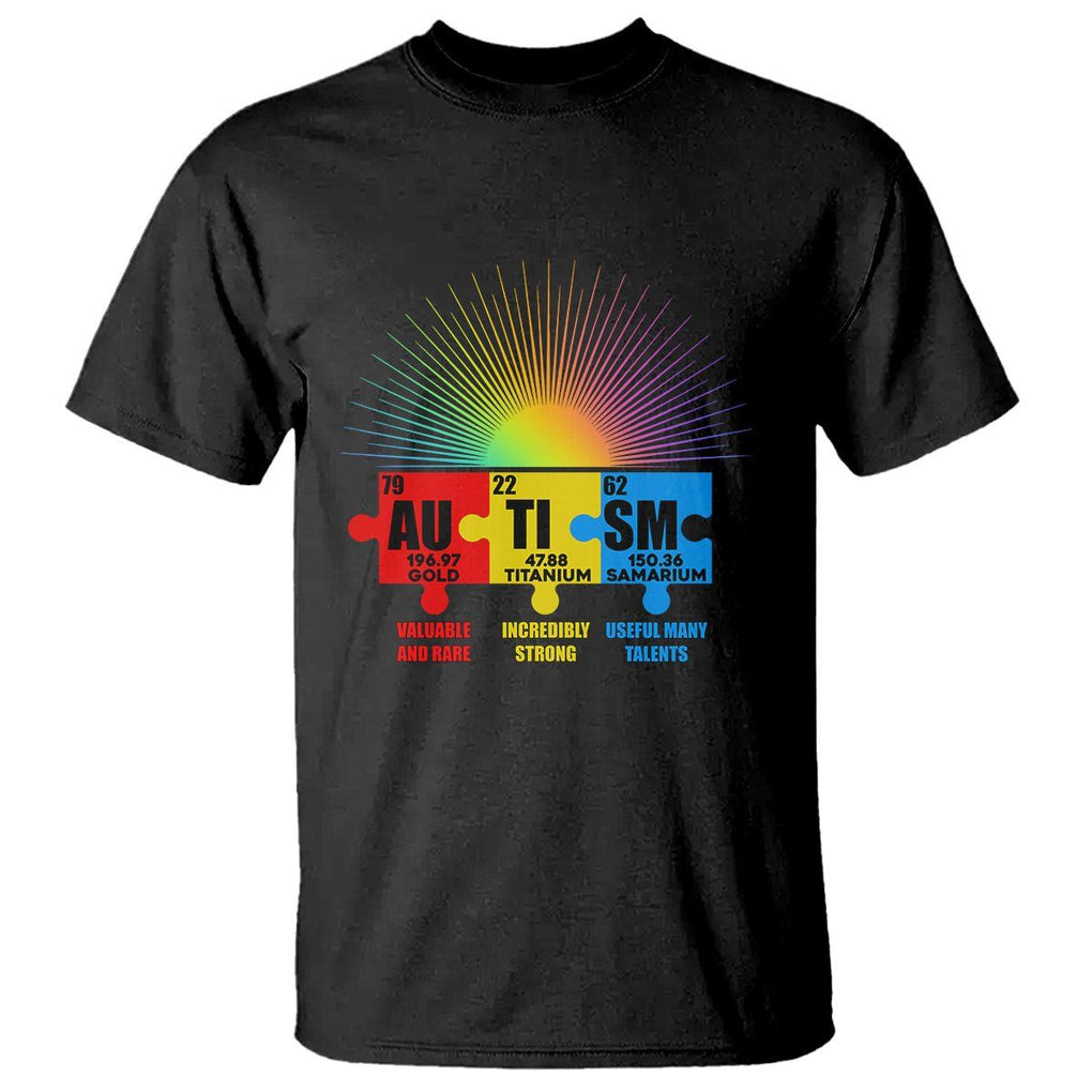 Autism Definition T Shirt Chemical Element Periodic Table Puzzle Piece TS02 Black Printyourwear