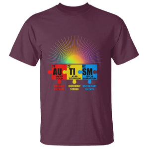 Autism Definition T Shirt Chemical Element Periodic Table Puzzle Piece TS02 Maroon Printyourwear