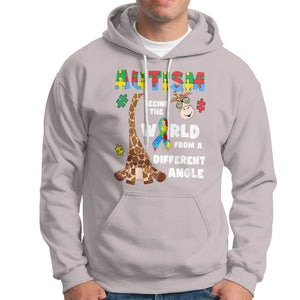 Autism Giraffe Hoodie Seeing The World From A Different Angle Puzzle Pieces TS02 Ice Gray Printyourwear