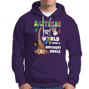 Autism Giraffe Hoodie Seeing The World From A Different Angle Puzzle Pieces TS02 Purple Printyourwear