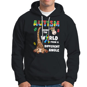 Autism Giraffe Hoodie Seeing The World From A Different Angle Puzzle Pieces TS02 Black Printyourwear