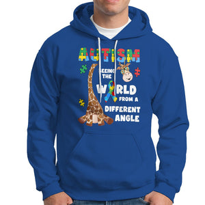 Autism Giraffe Hoodie Seeing The World From A Different Angle Puzzle Pieces TS02 Royal Blue Printyourwear