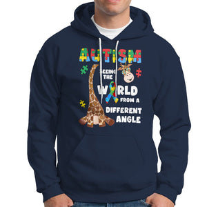 Autism Giraffe Hoodie Seeing The World From A Different Angle Puzzle Pieces TS02 Navy Printyourwear