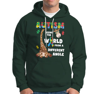 Autism Giraffe Hoodie Seeing The World From A Different Angle Puzzle Pieces TS02 Dark Forest Green Printyourwear