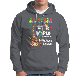 Autism Giraffe Hoodie Seeing The World From A Different Angle Puzzle Pieces TS02 Charcoal Printyourwear