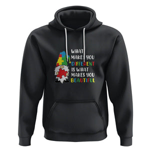 Autism Gnome Hoodie What Makes You Different Makes You Beautiful Puzzle Piece TS02 Black Printyourwear