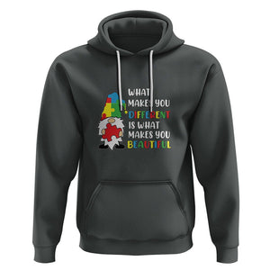 Autism Gnome Hoodie What Makes You Different Makes You Beautiful Puzzle Piece TS02 Dark Heather Printyourwear