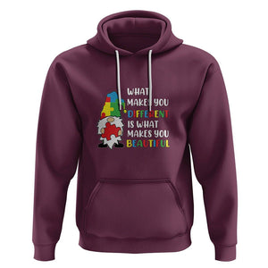 Autism Gnome Hoodie What Makes You Different Makes You Beautiful Puzzle Piece TS02 Maroon Printyourwear