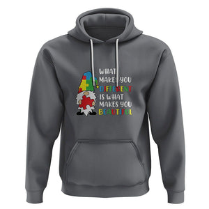 Autism Gnome Hoodie What Makes You Different Makes You Beautiful Puzzle Piece TS02 Charcoal Printyourwear