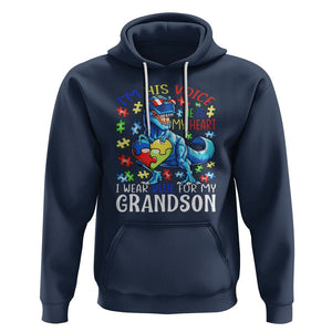 Autism Grandma Hoodie I Am His Voice He Is My Heart I Wear Blue For My Grandson TS01 Navy Printyourwear