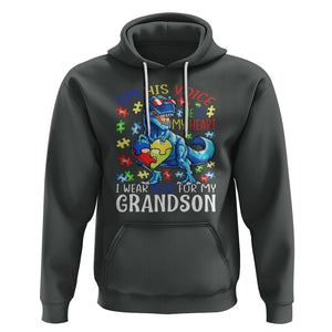 Autism Grandma Hoodie I Am His Voice He Is My Heart I Wear Blue For My Grandson TS01 Dark Heather Printyourwear