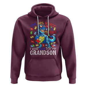 Autism Grandma Hoodie I Am His Voice He Is My Heart I Wear Blue For My Grandson TS01 Maroon Printyourwear