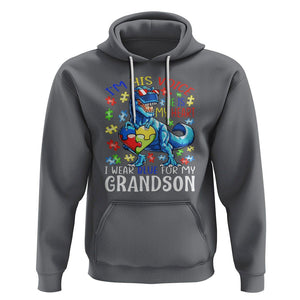 Autism Grandma Hoodie I Am His Voice He Is My Heart I Wear Blue For My Grandson TS01 Charcoal Printyourwear