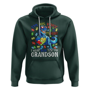 Autism Grandma Hoodie I Am His Voice He Is My Heart I Wear Blue For My Grandson TS01 Dark Forest Green Printyourwear