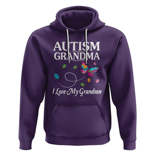 Autism Grandma Hoodie I Love My Grandson Butterfly Grandmother Love Support Accept TS01 Purple Printyourwear