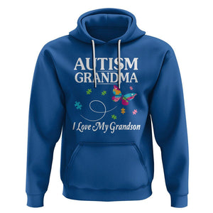 Autism Grandma Hoodie I Love My Grandson Butterfly Grandmother Love Support Accept TS01 Royal Blue Printyourwear