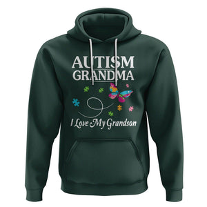 Autism Grandma Hoodie I Love My Grandson Butterfly Grandmother Love Support Accept TS01 Dark Forest Green Printyourwear