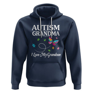 Autism Grandma Hoodie I Love My Grandson Butterfly Grandmother Love Support Accept TS01 Navy Printyourwear