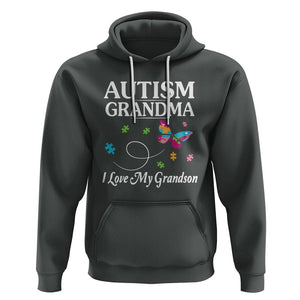 Autism Grandma Hoodie I Love My Grandson Butterfly Grandmother Love Support Accept TS01 Dark Heather Printyourwear