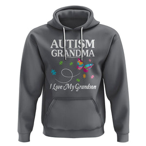 Autism Grandma Hoodie I Love My Grandson Butterfly Grandmother Love Support Accept TS01 Charcoal Printyourwear