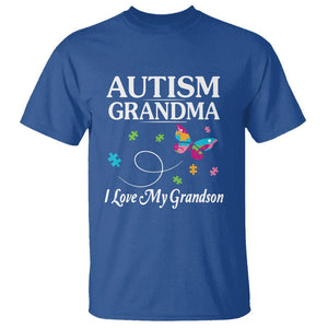 Autism Grandma T Shirt I Love My Grandson Butterfly Grandmother Love Support Accept TS01 Royal Blue Printyourwear