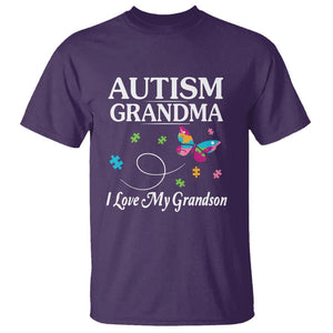 Autism Grandma T Shirt I Love My Grandson Butterfly Grandmother Love Support Accept TS01 Purple Printyourwear