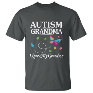 Autism Grandma T Shirt I Love My Grandson Butterfly Grandmother Love Support Accept TS01 Dark Heather Printyourwear