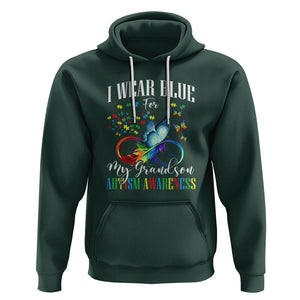 Autism Grandparents Hoodie I Wear Blue For My Grandson Grandma Grandpa Rainbow Infinity with Feather Butterfly TS01 Dark Forest Green Printyourwear