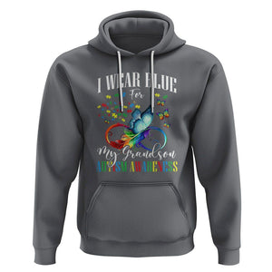 Autism Grandparents Hoodie I Wear Blue For My Grandson Grandma Grandpa Rainbow Infinity with Feather Butterfly TS01 Charcoal Printyourwear