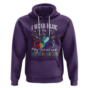 Autism Grandparents Hoodie I Wear Blue For My Grandson Grandma Grandpa Rainbow Infinity with Feather Butterfly TS01 Purple Printyourwear