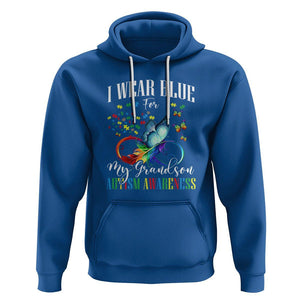 Autism Grandparents Hoodie I Wear Blue For My Grandson Grandma Grandpa Rainbow Infinity with Feather Butterfly TS01 Royal Blue Printyourwear