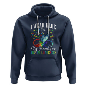 Autism Grandparents Hoodie I Wear Blue For My Grandson Grandma Grandpa Rainbow Infinity with Feather Butterfly TS01 Navy Printyourwear