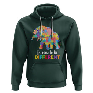 Autism Hoodie It's Okay To Be Different Elephant TS01 Dark Forest Green Printyourwear