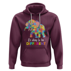 Autism Hoodie It's Okay To Be Different Elephant TS01 Maroon Printyourwear