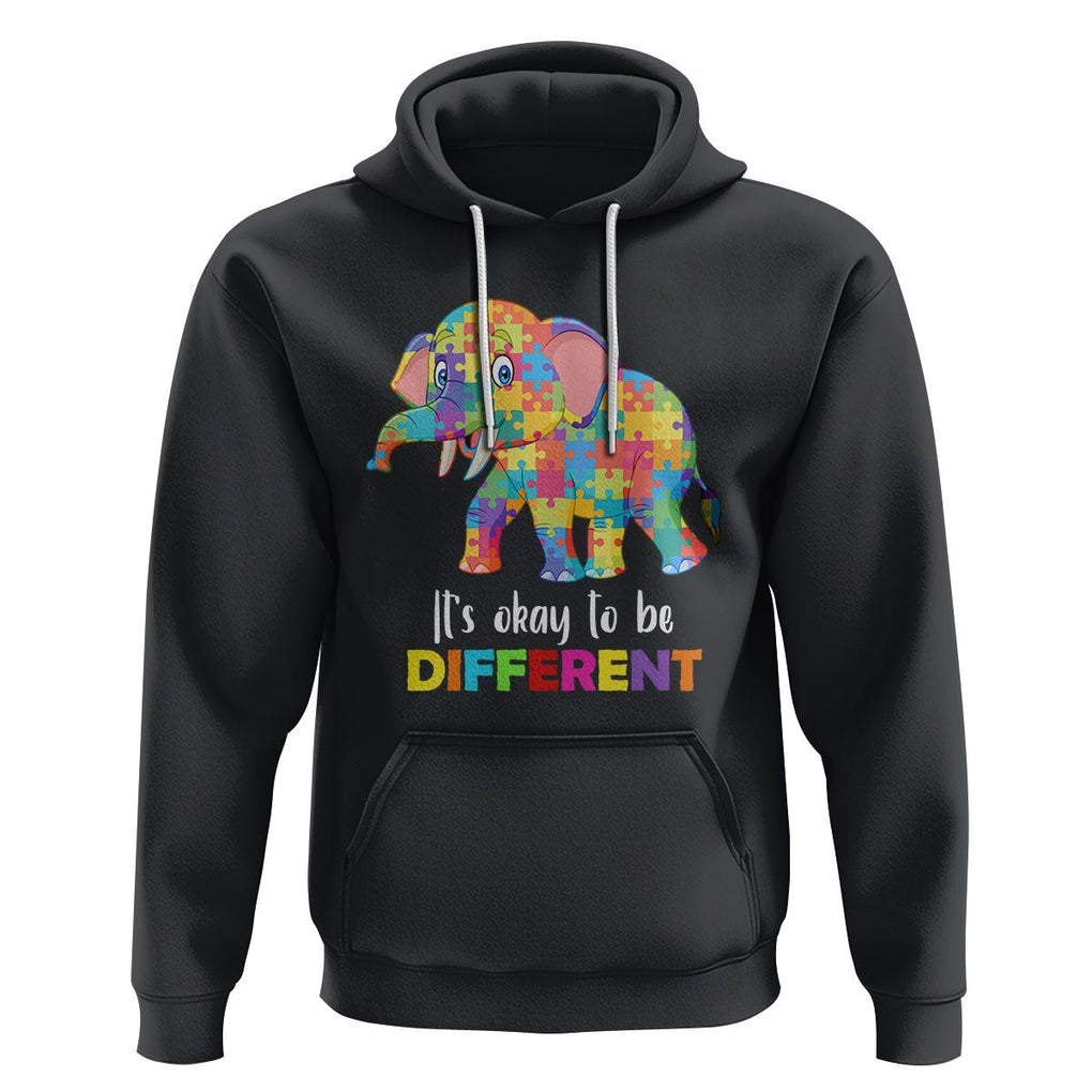 Autism Hoodie It's Okay To Be Different Elephant TS01 Black Printyourwear