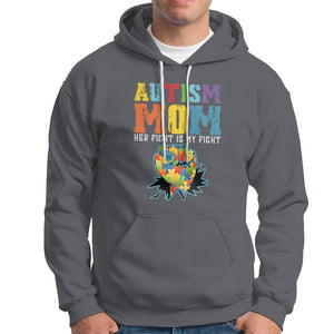 Autism Mom Hoodie Her Fight is My Fight Puzzle Raised Fist TS01 Charcoal Printyourwear