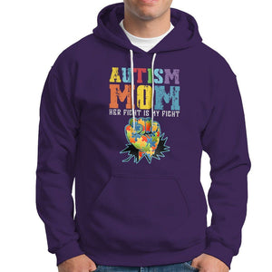 Autism Mom Hoodie Her Fight is My Fight Puzzle Raised Fist TS01 Purple Printyourwear